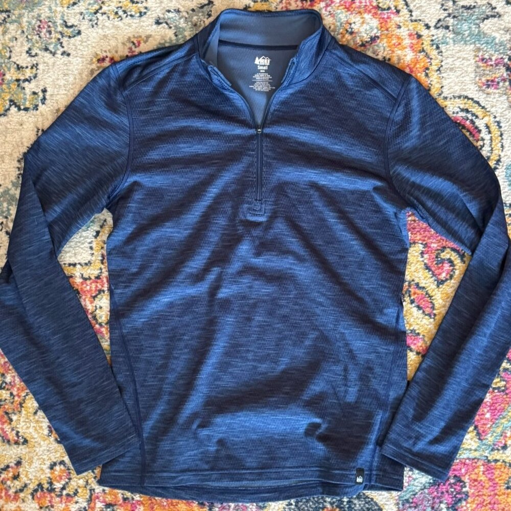REI Men's Blue Half-Zip Base Layer Shirt - S
